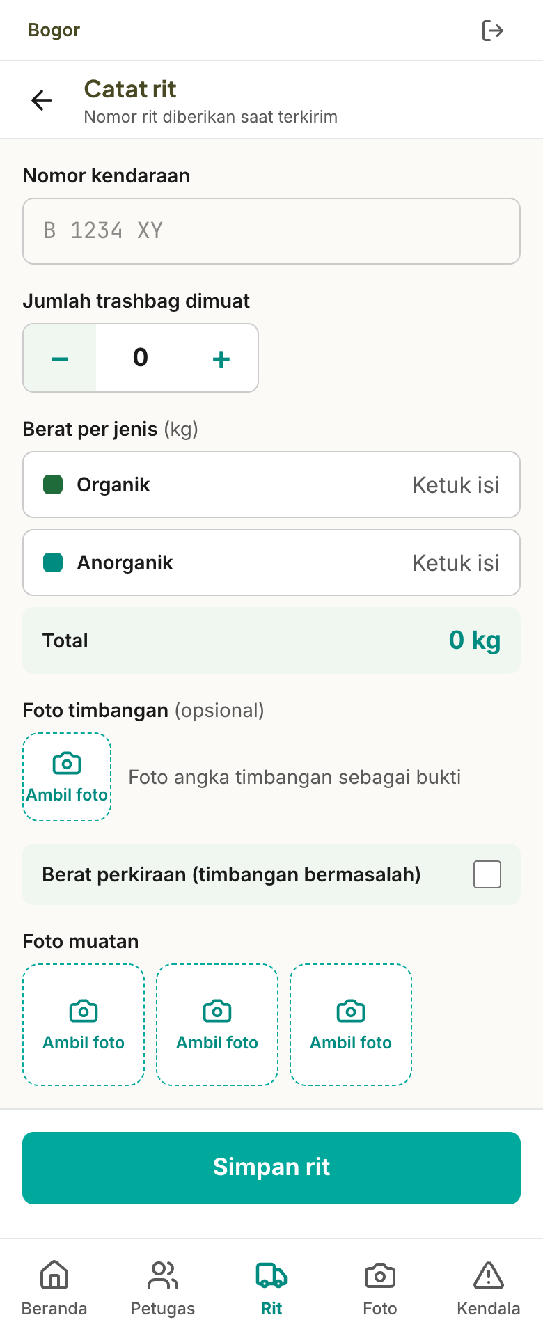 Tangkapan layar Catat rit